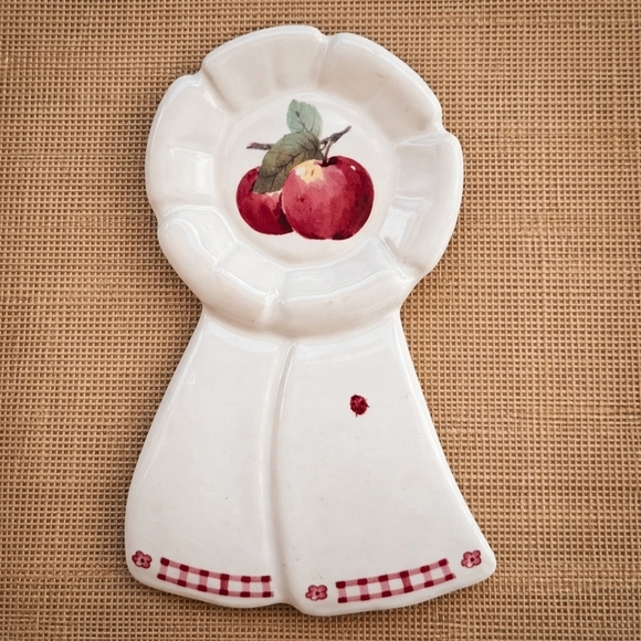 Pfaltzgraff Other - VTG Pfaltzgraff Delicious Apple Ladybug Spoon Rest Gingham 90s Country Kitchen